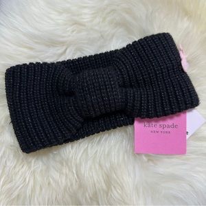 NEW Kate Spade New York Metallic Bow Headband Black Shimmer Reversible